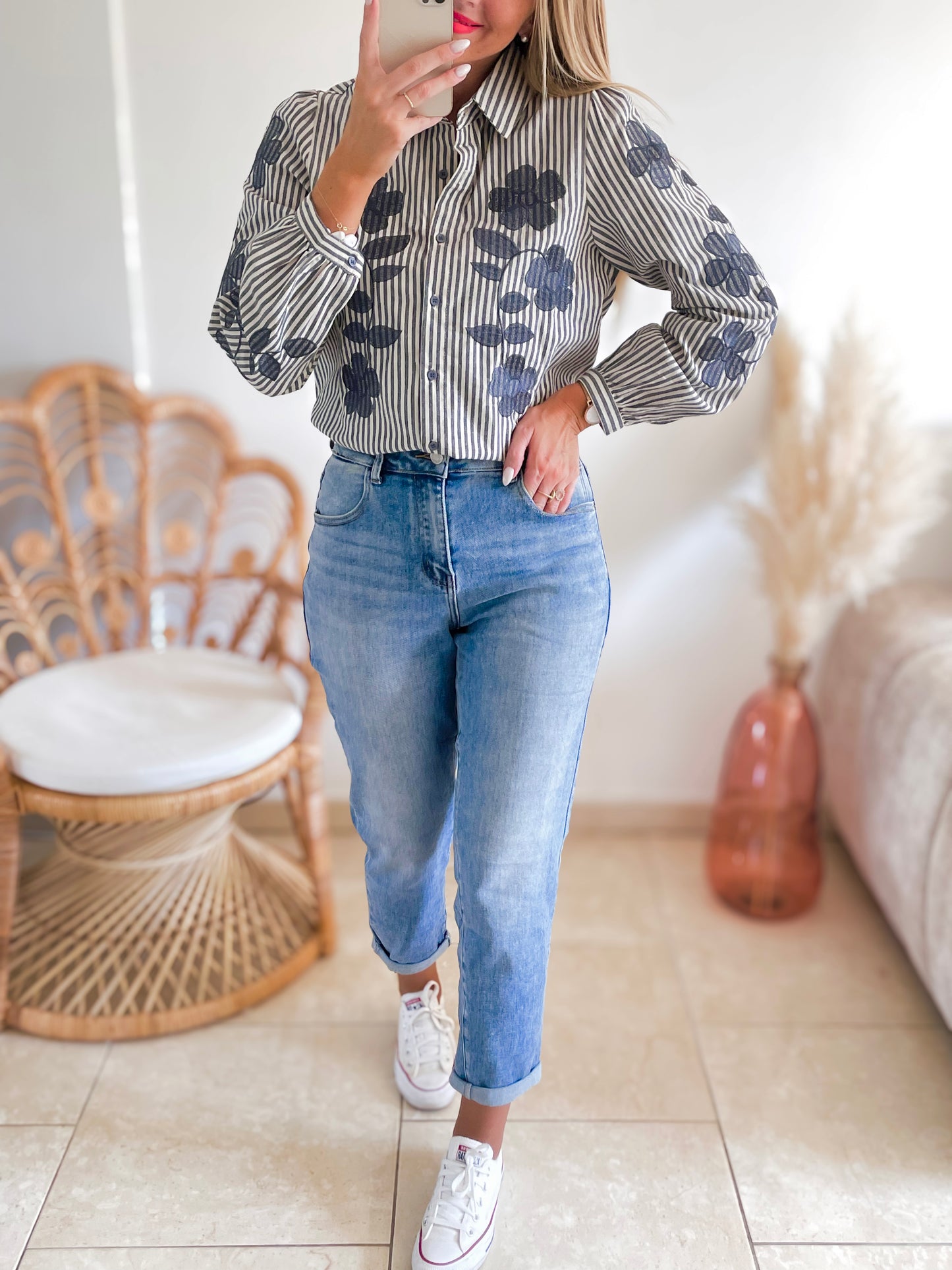 Jean Mom Époustouflant bleu ♡