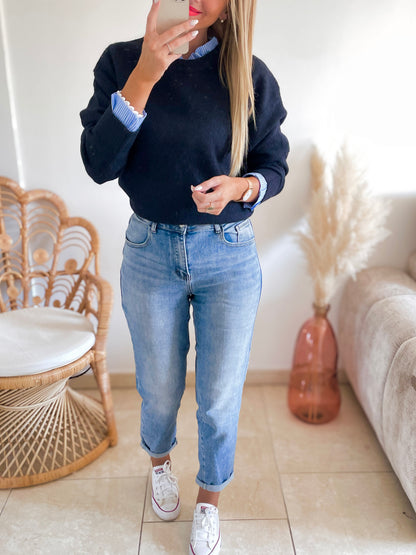 Jean Mom Époustouflant bleu ♡