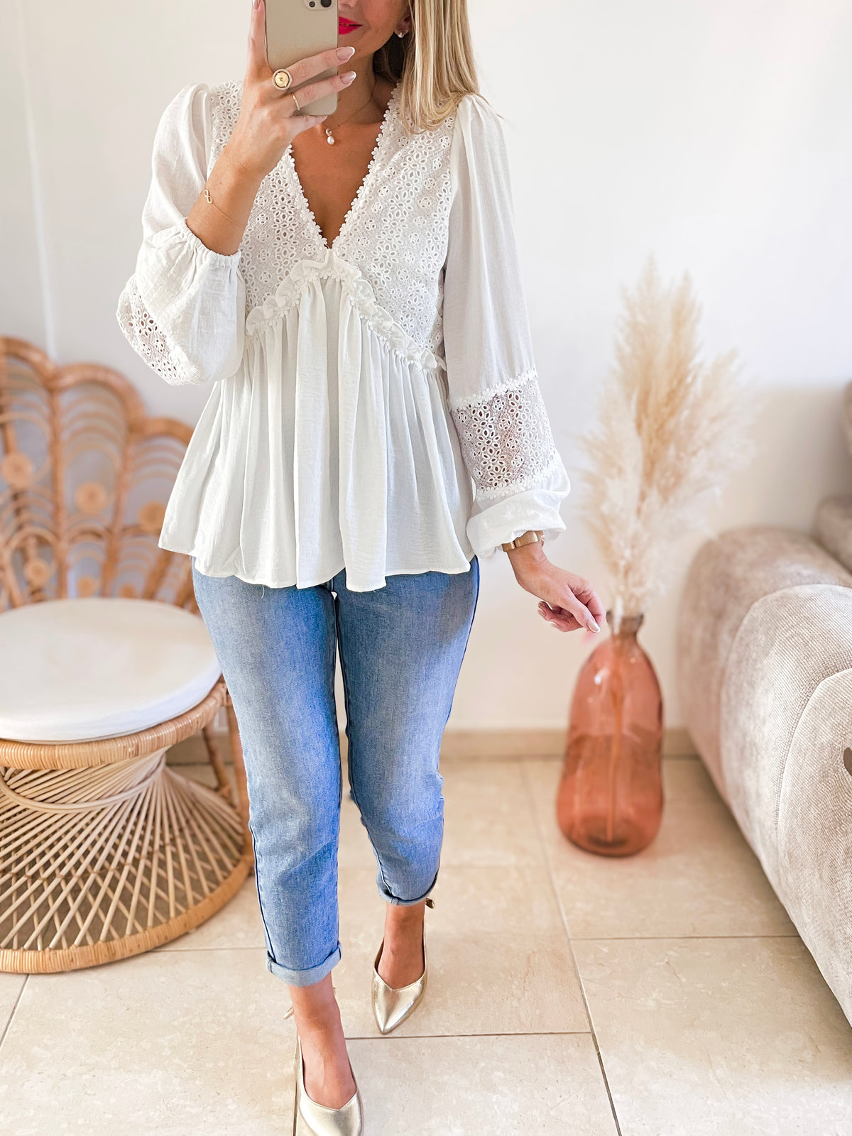 Blouse Esmeralda blanche ♡