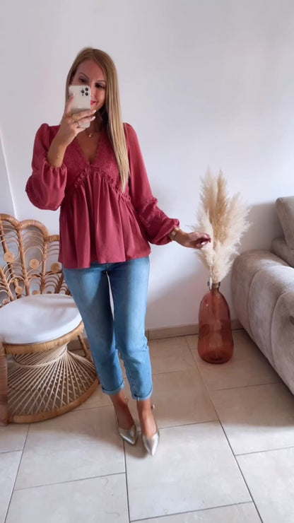 Blouse Esmeralda vieux rose ♡