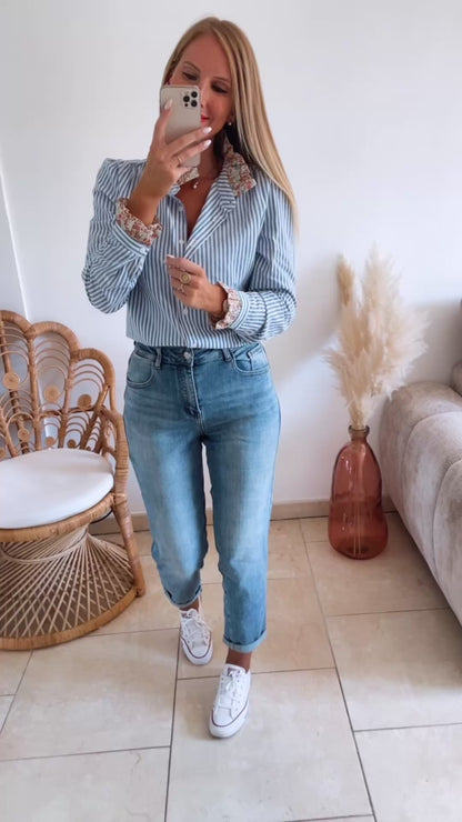 Jean Mom Époustouflant bleu ♡